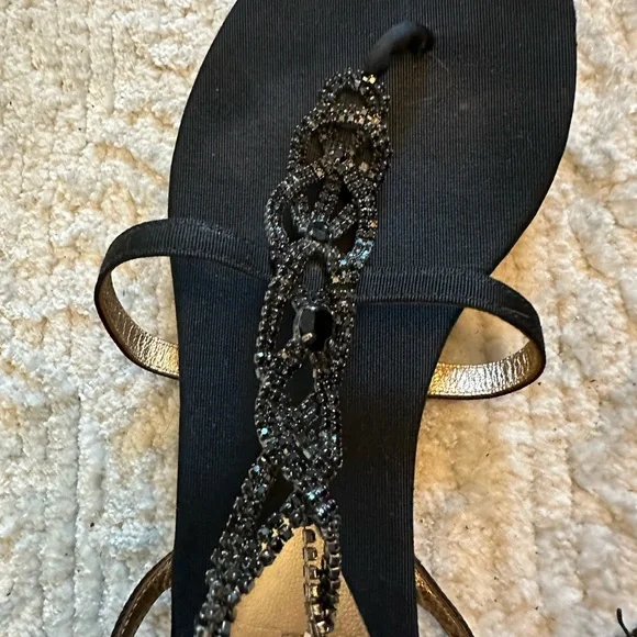 Giorgio Armani Black and Gold Sandals - Picture 7 of 12